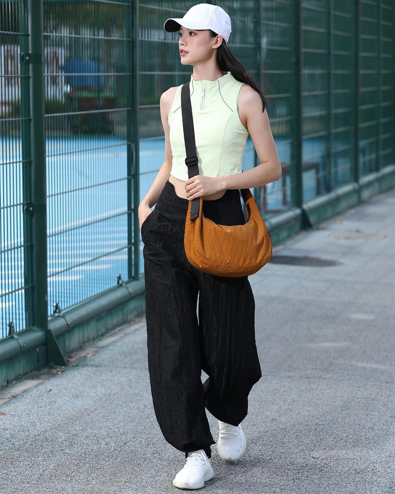 Iioscre Medium Crossbody Crescent Bag for Women Men Trendy, Nylon Crossbody Hobo Bag with Adjustable Strap and Inner Pockets. - Image 3